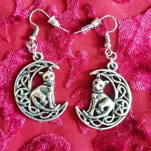 New! Cat on the moon earings